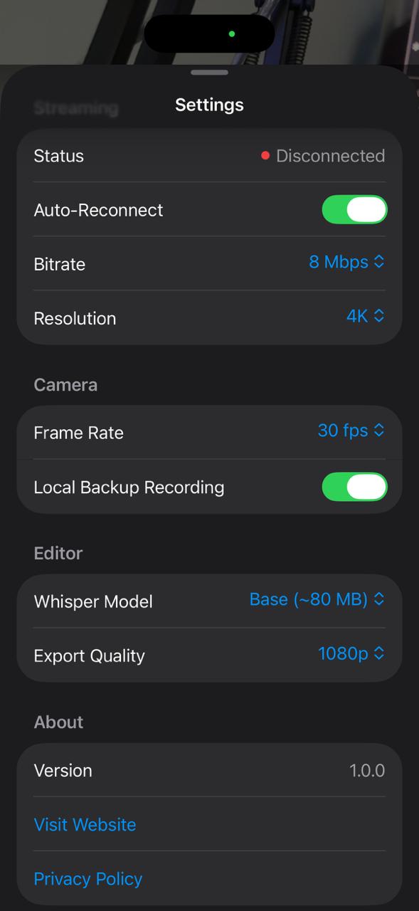 SplonkCam — Settings